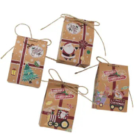 20/30/40/50PCS Kraft Paper House Shape With Ropes Candy Gift Bags Cookie Bags Packaging Boxes Christmas Tree Pendant Party Decor