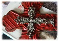 鐵質古舊鑲鉆十字架掛件  經典墻飾 鄉村風格 1入