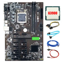 B250 BTC Motherboard Kit 12 GPU LGA1151 DDR4 SATA 3.0 USB 3.0 with G3900 CPU for Bitcoin Mining ETH Miner Motherboard
