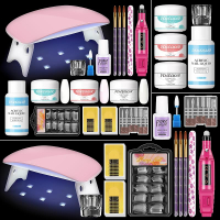 Acrylic Nail Kit with Everything for Beginner with Drill and U V Light 3Pcs Acrylic Powder 24Pcs Gli