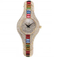 Mix Baguette Diamond Women Watches Luxury Ladies Gold Watch Shockproof Waterproof Small Womens Female Clock