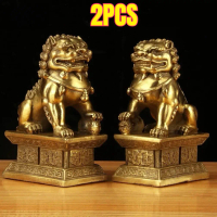 Sepasang  Patung Cilin Fudong Singa Fengsui Patung Fengshui Patung Keberuntungan Miniatur Patung Sin