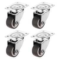 4PCS Furniture Casters Wheels Swivel Caster Silver Roller Wheel with Brake for Platform Trolley Chair Without Brake