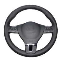 DIY Hand-stitched Black Artificial Leather Car Steering Wheel Covers For Volkswagen VW Golf Tiguan Passat B7 Passat CC Touran