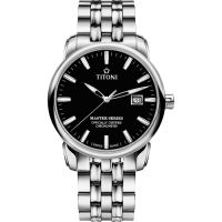 TITONI 梅花錶 大師系列天文台認證機械錶(83188 S-577) 520送禮推薦-黑x銀/41mm