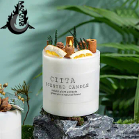 wholesale Scented Candle Home Decor Dried Flower Lemon Soywax Fragance Candle Nordic Candle Wedding Decoration drop shipping