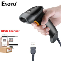 Eyoyo USB Wired 1D 2D Barcode Scanner Handheld QR Code PDF417 Data Matrix CCD Reader COMS Screen Automatic Scanning Bar Code