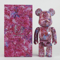Bearbrick 400% Cherry Blossoms ABS Plastic Block Bear 28cm Height Toy Doll Trendy Figures Desktop Collection Ornaments
