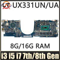 Mainboard For ASUS UX331UAL UX331UA UX331UN UX331U Laptop Motherboard i3 i5 i7 7th/8th Gen V2G/UMA 8GB/16GB-RAM