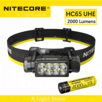 NITECORE HC65 UHE Headlamp 2000 lumens USB-C Rechargeable LED Headlight Three-light Source White Red Light Outdoor Camping Lamp