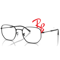 【RayBan 雷朋】金屬多邊設計光學眼鏡 舒適可調鼻墊 RB6496 2509 53mm 亮黑 公司貨