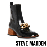 【STEVE MADDEN】LOREEN 金飾短筒樂福跟靴(黑色)