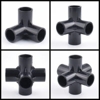 1/3/10Pcs Black 3-Way 4-Way Connector Garden Irrigation PVC Water Pipe Fittings Aquarium Fish Tank Pipeline Water Delivery Joint
