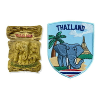 泰國大象磁鐵磁力貼 +泰國 大象 皮夾徽章【2件組】紀念磁鐵療癒小物 磁性家居裝飾 造型磁鐵 旅遊磁鐵