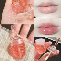 Lovely Honey Jar Lip Oil Long Lasting Moisturizing Natural Lip Balm Transparent Liquid Lipstick Lip Gloss Makeup Cosmetics