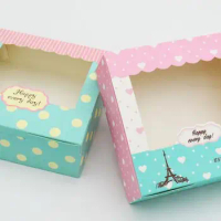 3 sizes 20pcs Kraft paper box for cake macaron kraft box with window paper cake cookies packaging box wedding cake cookies box