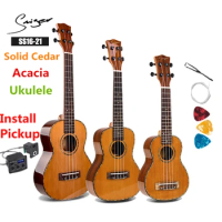 Ukulele 21 24 26 Inches Solid Cedar Acacia Mini Electric Soprano Concert Tenor Acoustic Guitar 4 Strings Ukelele High-gloss