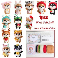 1Pcs DIY Doll Needle Felting Kit Crafts Wool Felting Animals Kit Non Finished Dog Handcraft Set for DIY Handmade Holiday Gifts