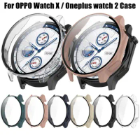 Hard PC Shell Glass Screen Protector Film Case For OPPO Watch X / OnePlus Watch 2 Lightweight Full Coverage Protective Shell