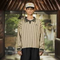 Clav Polo Knit Boxy Jersey Knitwear Stripe Rugby Retaggio Cream