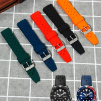For Seiko No. 5 Watch Rubber Watch Strap Seiko Canned Abalone Water Ghost Small Mm Waterproof Silicone Band Male 22