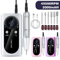 Mesin Bor Kuku Elektrik 45000RPM Kikir Kuku Portabel Isi Ulang Kit Bor Kuku Elektrik DIY Manicure Pe