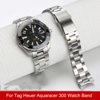 Solid Stainless Steel Watchband For Tag Heuer Aquaracer 300 Watch Band Strap Men waterproof Bracelet Deployment Clasp 21mm