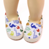 Casual Cute Cartoon Dinosaur Print Slip On Loafer Shoes For Baby Boys, Lightweight Non-slip Walking Shoes For Daily Party Wear,
