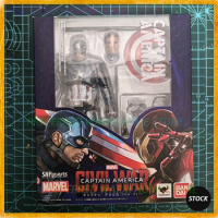 In Stock Originate BANDAI SHF Marvel Captain America Movable Model Toy S.H.FIGUARTS Captain America:Civil War Steve Rogers