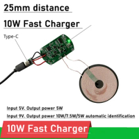 25mm distance Qi 10W Fast Charger USB TYPE-C 5V 12V Wireless Charging Transmitter Module W coil FOR CAR Samsung Huawei iPhone
