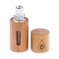 3ML Natural Bamboo Wood Roll On Ball Bottle With Window Essential Oil Sub-bottling Perfumes Roller Bottle
