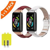 Genuine Leather Strap For Huawei Band 6 7 8 Smart Watch Bracelet for Honor 6 7 Wristband Replacement Strapwith Screen Protectors