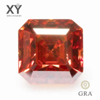 Moissaite Stone Garnet Color Asscher Cut with GRA Report Lab Grown Gemstone Jewelry Making Materials Free Shipping