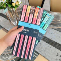 5Pairs Chopsticks for Non-Slip Food Sticks Chop Sticks Reusable Chinese Chopsticks Tableware Gift Kitchen Tools
