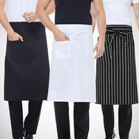 圍裙 酒店廚師男士半身圍裙餐廳廚房專用白色半截防水防油工作服圍腰女