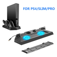 for PS4/Slim/Pro Dual Conttoller Charger for PS4 Console Vertical Stand Charging Dock Station With Cooling Fan For Playstation 4