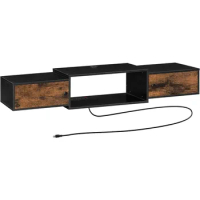 HOOBRO Floating TV Stand with Power Outlet 55", Modern Wall Mounted Media Console Shelf Cabinet for Under TV Storage