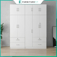 FurnitureFit ARCIO 6.2X8FT 5 DOOR WARDROBE WITH TOP SHELF / DRAWERS / ALMARI BAJU