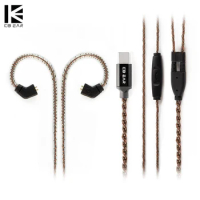 KBEAR Type-C With Mic OFC/Silver Plated In Ear Monitor Earphone Cable For KBEAR KS2 Lark Robin Headphone typec IEM Headset Cable