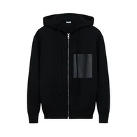 Loewe Zip-up Jacket with Hoodie in Medium Weight Wool Black M Black