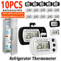 1-10PCS Digital Fridge/Freezer Thermometer Household Thermograph Humidity Meter Waterproof LCD Display Wireless &amp; Hanging Hook