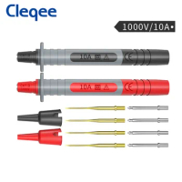 Cleqee P8003 2PCS Multimeter Test Probe Pens + Replaceable Gilded 1mm/2mm Needle Pins Multi-purpose Test Pen kit Good Feel
