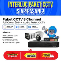 Interluc IP CAMERA Paket CCTV Kamera 8 Channel Resolusi 5MP Full Color + Audio Indoor/Outdoor+POE