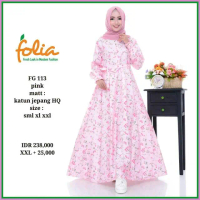 New Gamis Muslimah Folia Gamis FG 113 Motif Daily Katun Jepang Premium High Quality