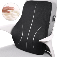 Memory Foam Lumbar Support Back Cushion Ergonomic Lumbar black For Office chair, for car