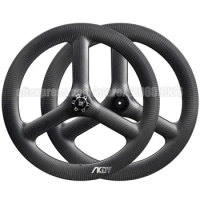 Carbon Tri Spoke 20inch Wheel 406 Wheelset Disc Brake 48mm Deep Tubeless Ready 406 Wheel 20 Inch for Folding Bicycles 20"