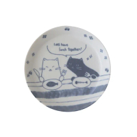 【Just Home】日本製手繪感貓咪陶瓷5.5吋點心盤/蛋糕盤(餐點貓)
