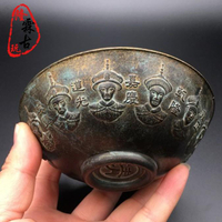 古玩雜項古董銅器高浮雕大清十二皇帝銅碗厚重大碗手工復古老包漿