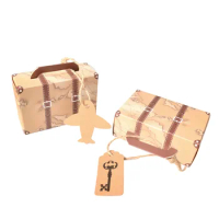 10/20pcs Kraft Paper Mini Travel Suitcase Candy Box Chocolate Wedding Favor Gift Box Packaging Bag Tag Birthday Party Decoration