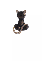 SOEOES Simple Cute Plated Gold Enamel Grey Cat Brooch with Cubic Zirconia